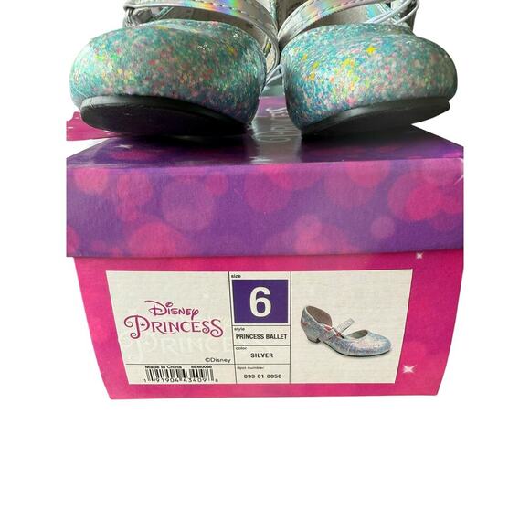 Disney Toddler Girls' Silver Glittery Disney Princess Ballet Flats Size 6 - Picture 9 of 9